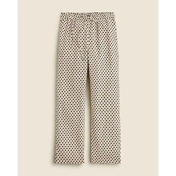 J. Crew Soleil Pant In Dot Linen Size Large Women's Cream And Black NWOT - Picture 1 of 15